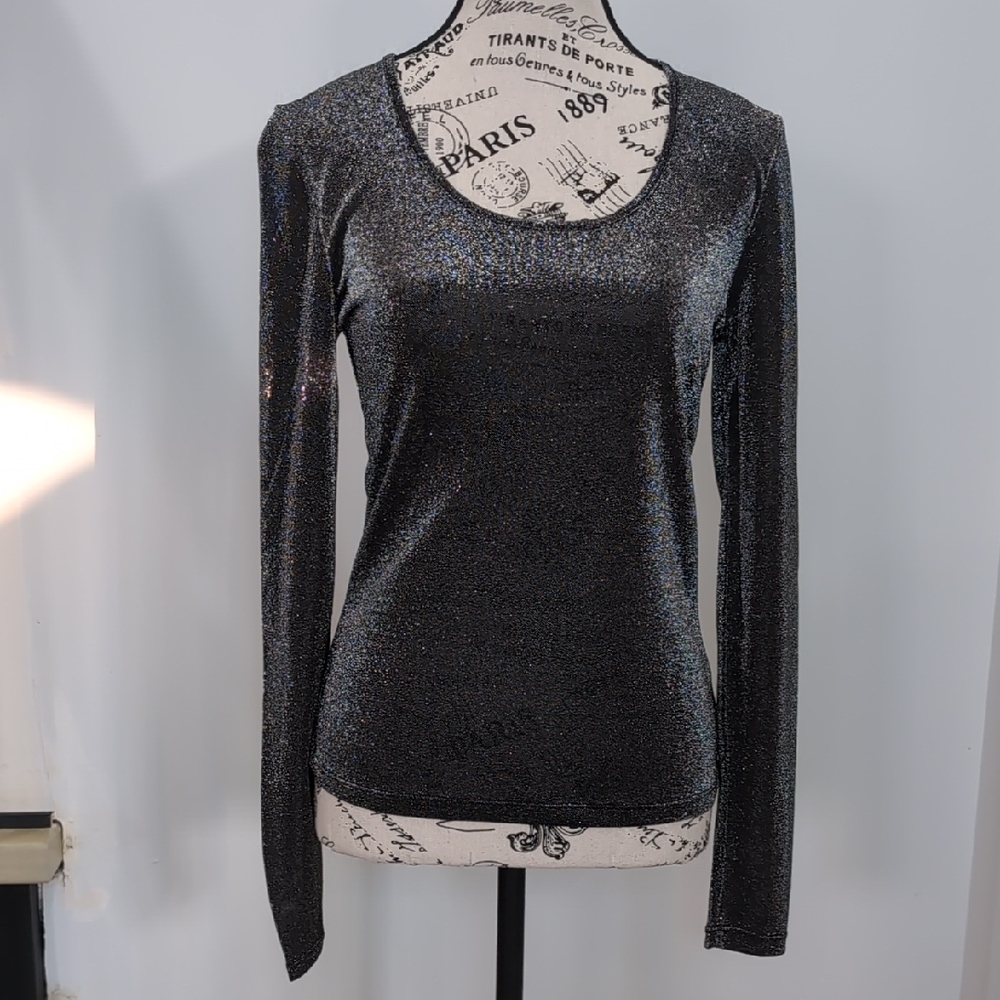 RD STYLE | Second Skin Women's Blk/Silver Metallic Long Sleeved Fitted Shirt